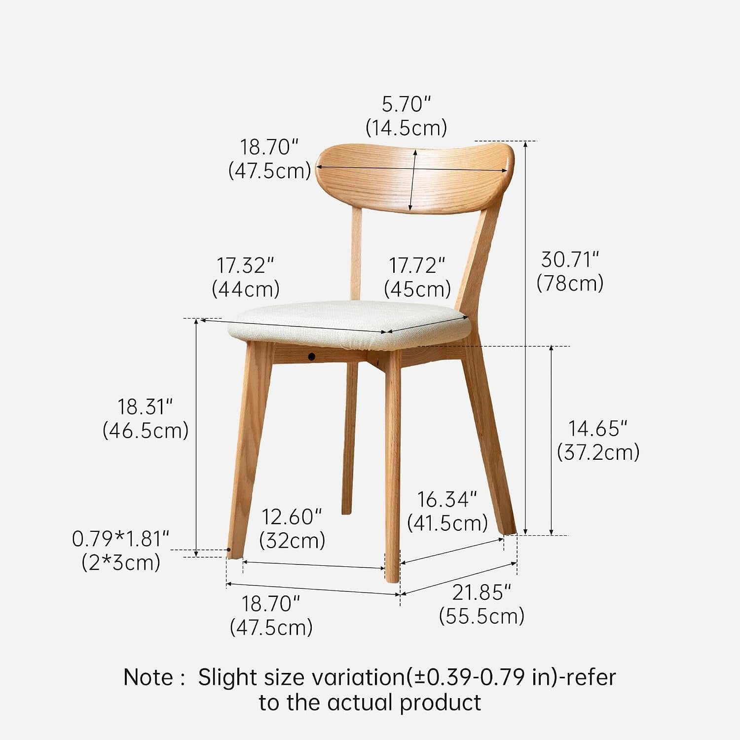 Set of 4 Oak Curved Back Fabric Upholstered Dining Chairs