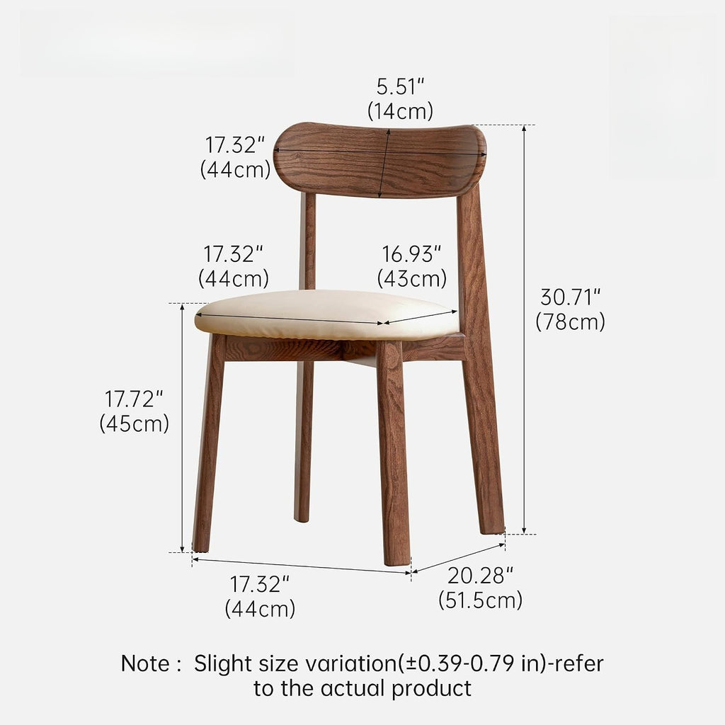 Mid-Century Oak Beige Upholstered Dining Chair