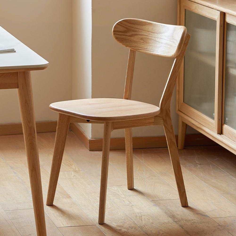 Solid Oak Curved Back Natural Dining Chair