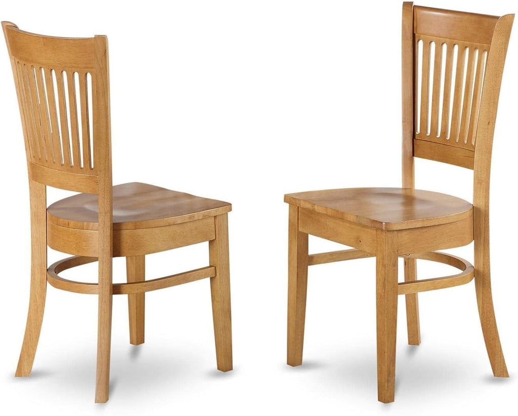 Oak Slat Back Wooden Dining Chairs Set of 2