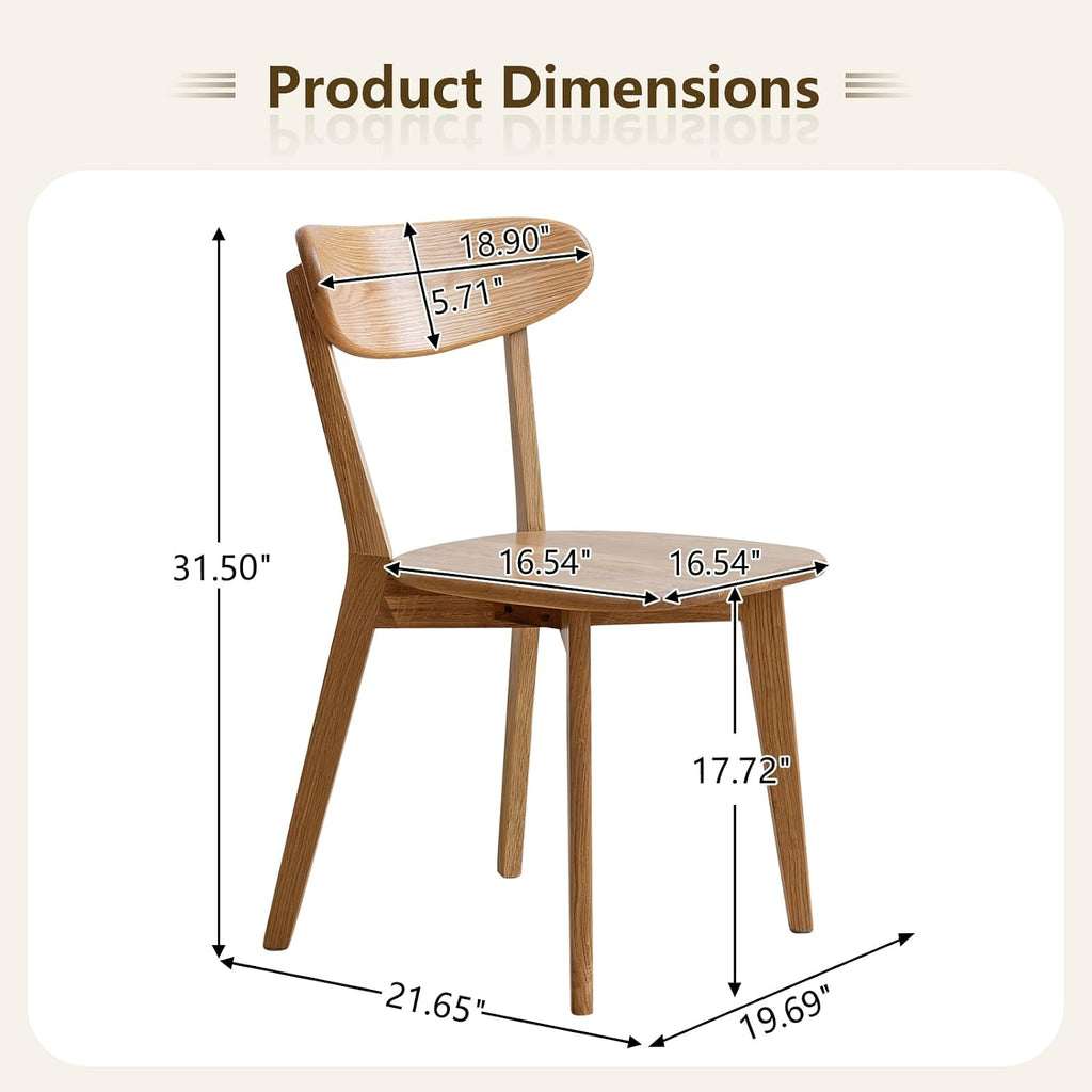 Set of 6 Mid-Century Natural Oak Curved Back Dining Chairs