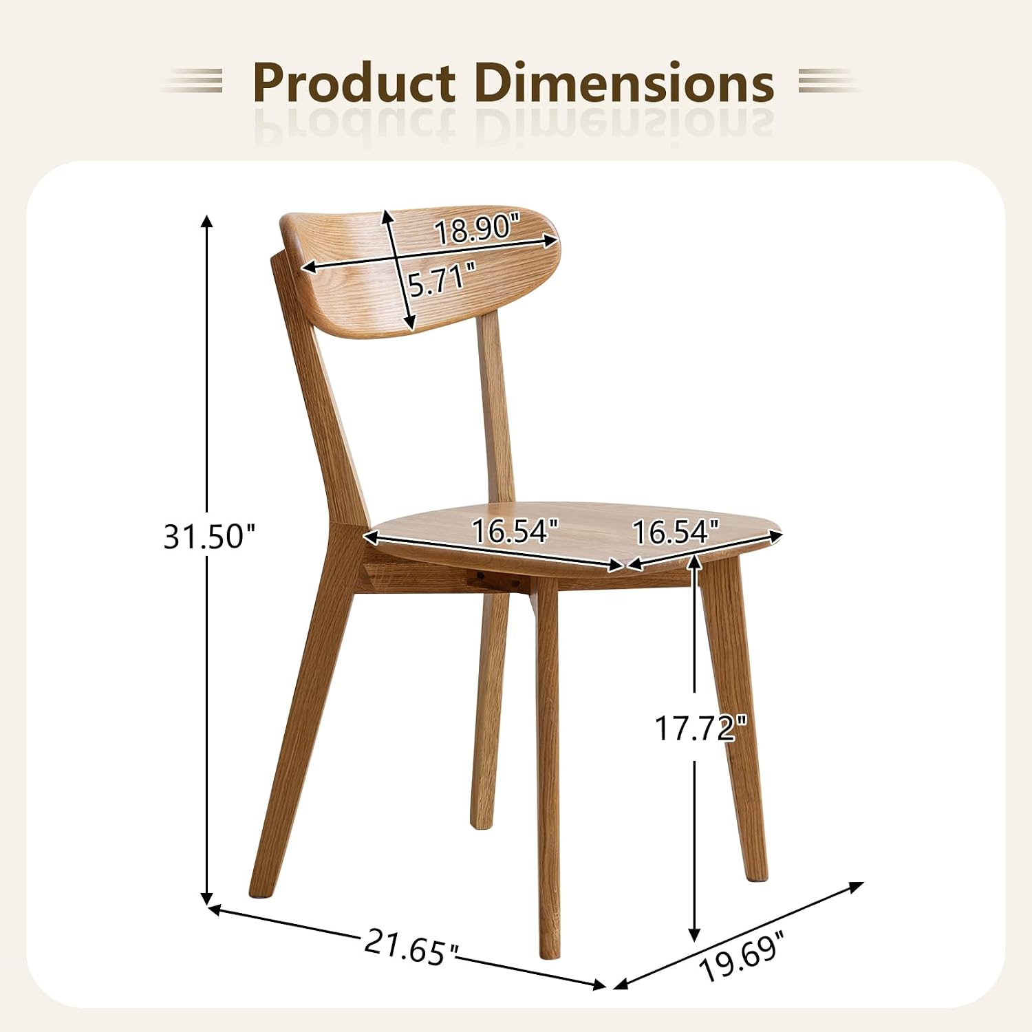 Set of 6 Mid-Century Natural Oak Curved Back Dining Chairs