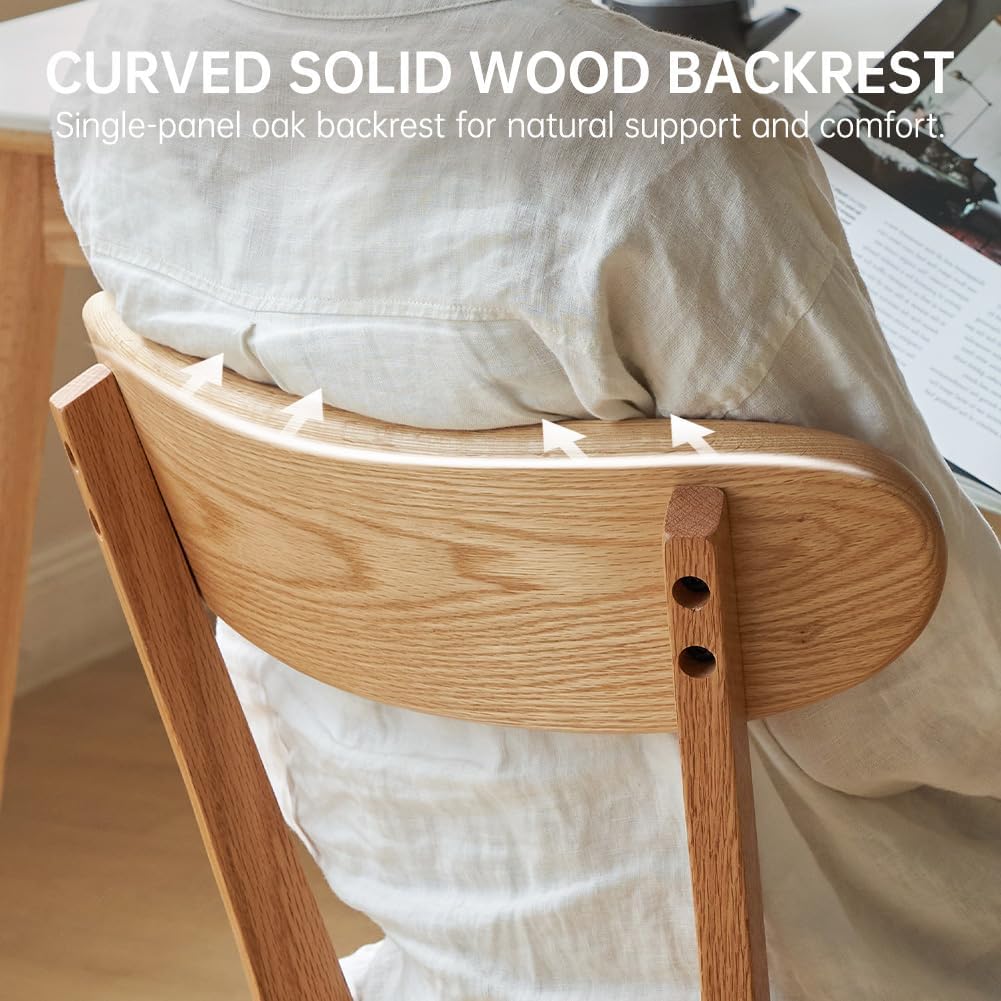Set of 4 Natural Solid Oak Curved Back Dining Chairs