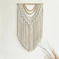 Boho Macrame Wall Hanging with Wood Beads