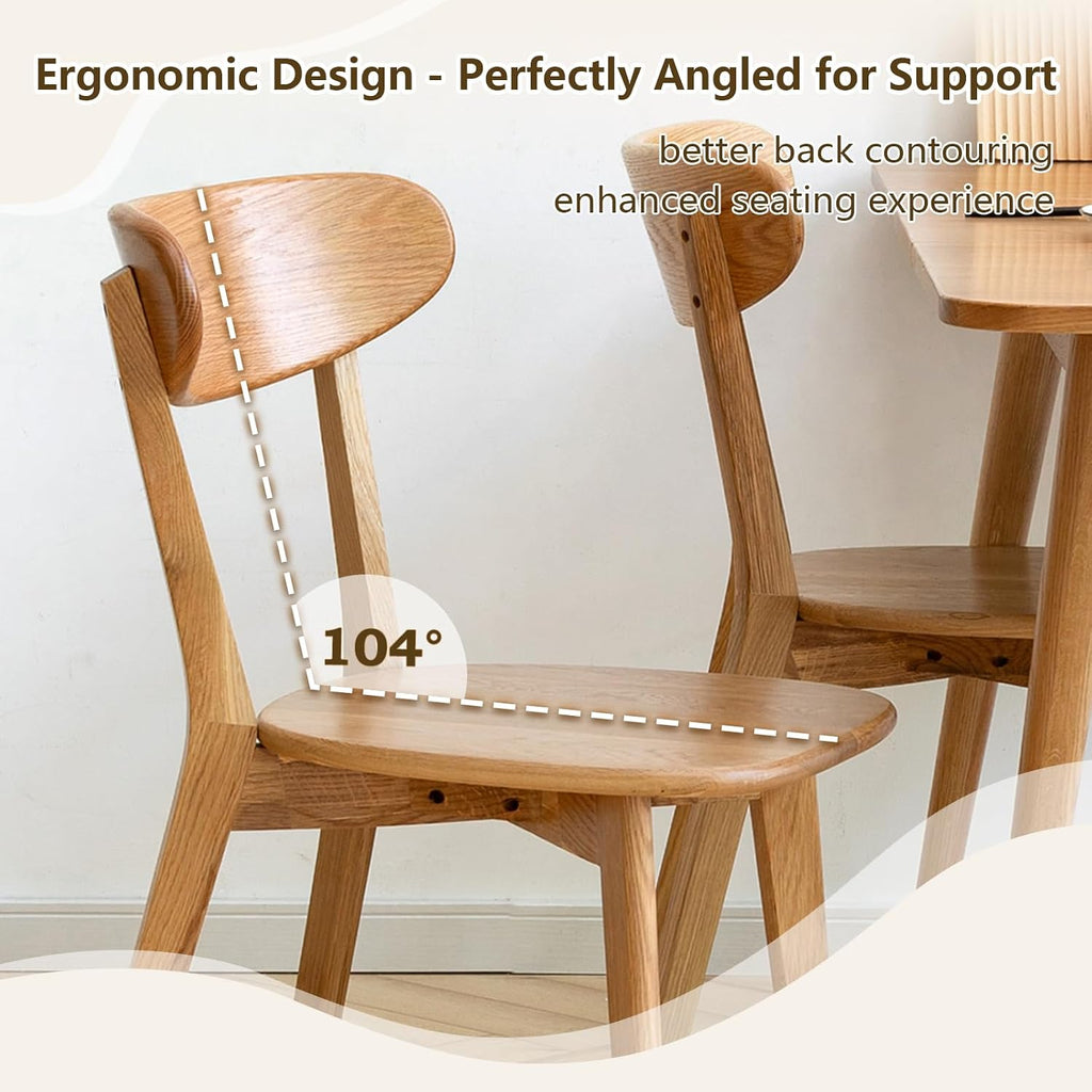 Set of 6 Mid-Century Natural Oak Curved Back Dining Chairs