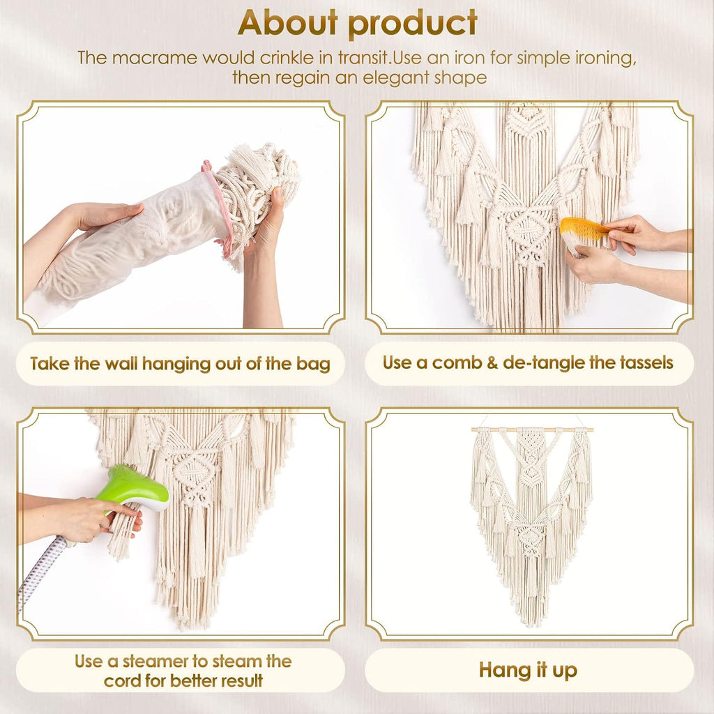 Boho Macrame Wall Hanging with Long Tassels
