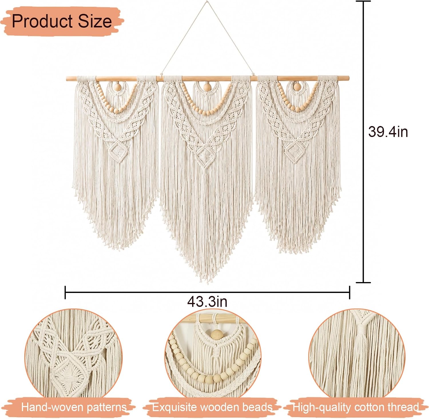 Large White Boho Macrame Wall Hanging