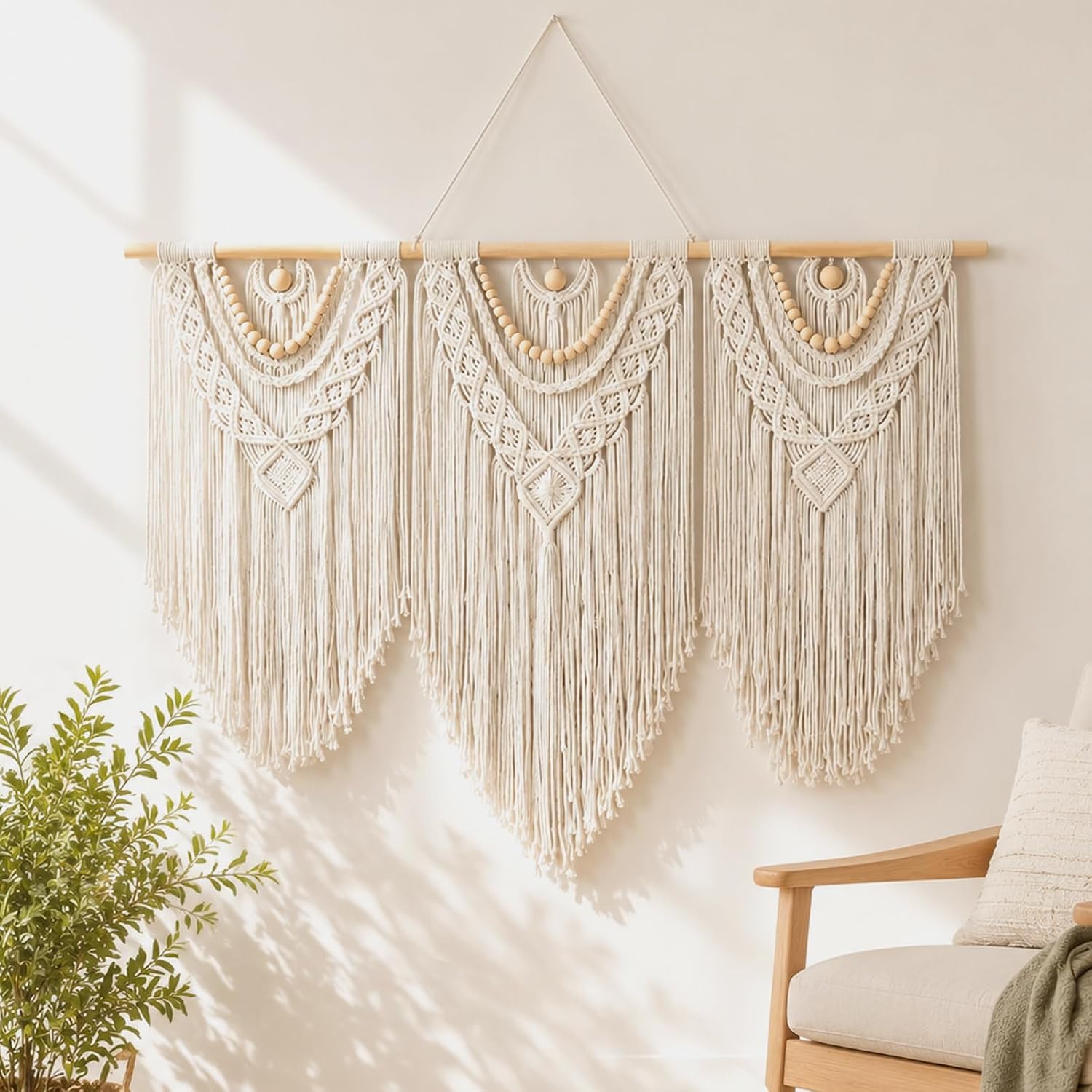Large White Boho Macrame Wall Hanging