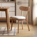 Set of 4 Oak Curved Back Fabric Upholstered Dining Chairs