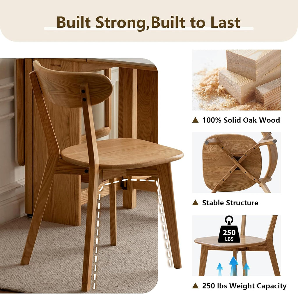 Set of 6 Mid-Century Natural Oak Curved Back Dining Chairs