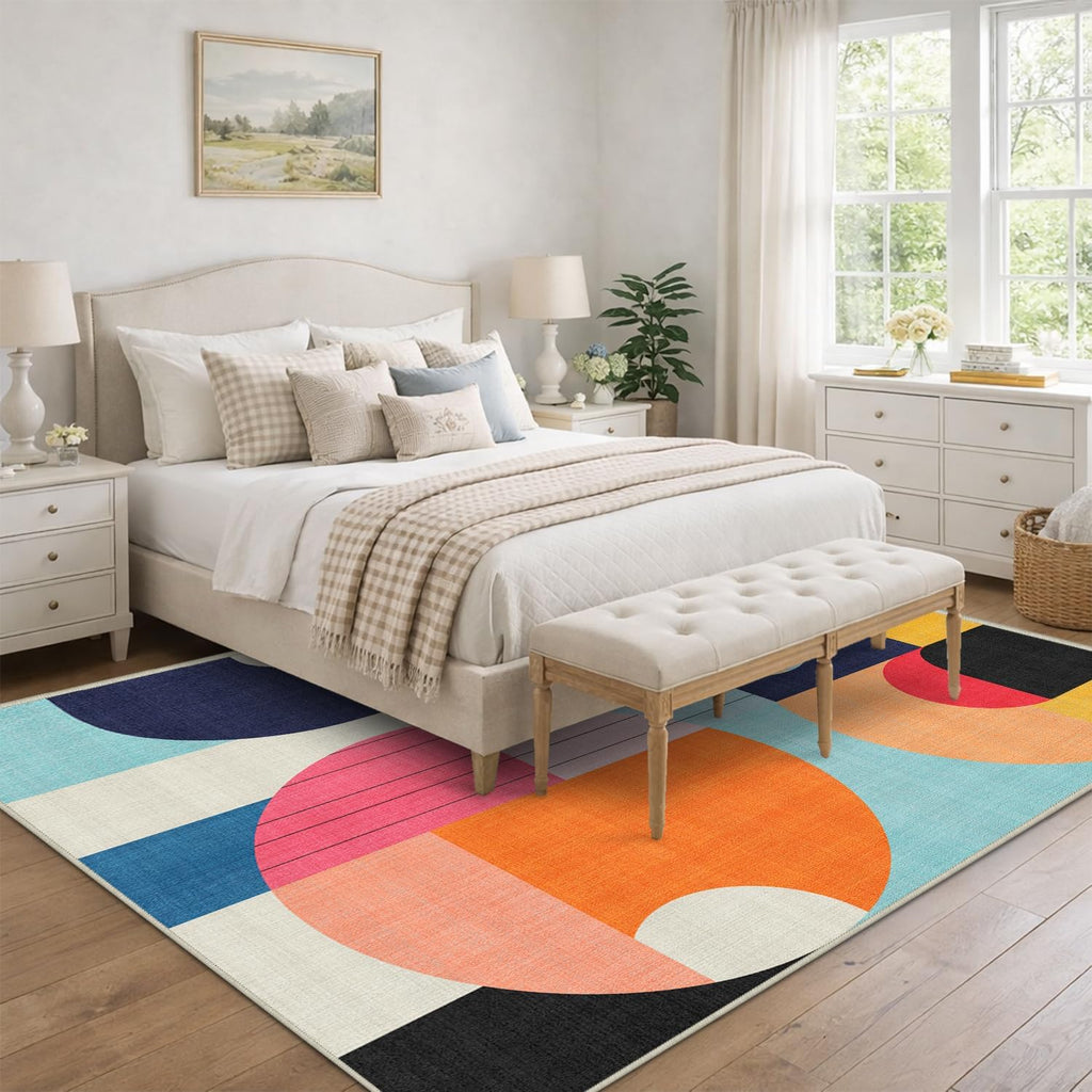 Boho Geometric Washable 5x7 Area Rug