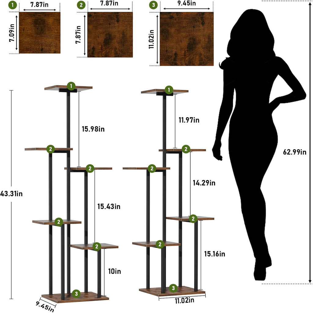 2-Pack 6-Tier Corner Plant Stand with Grow Light