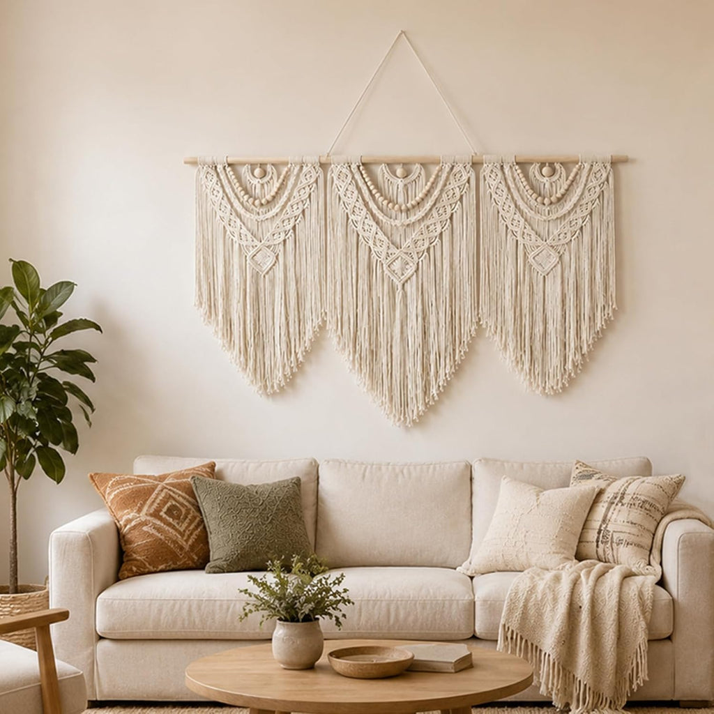 Large White Boho Macrame Wall Hanging