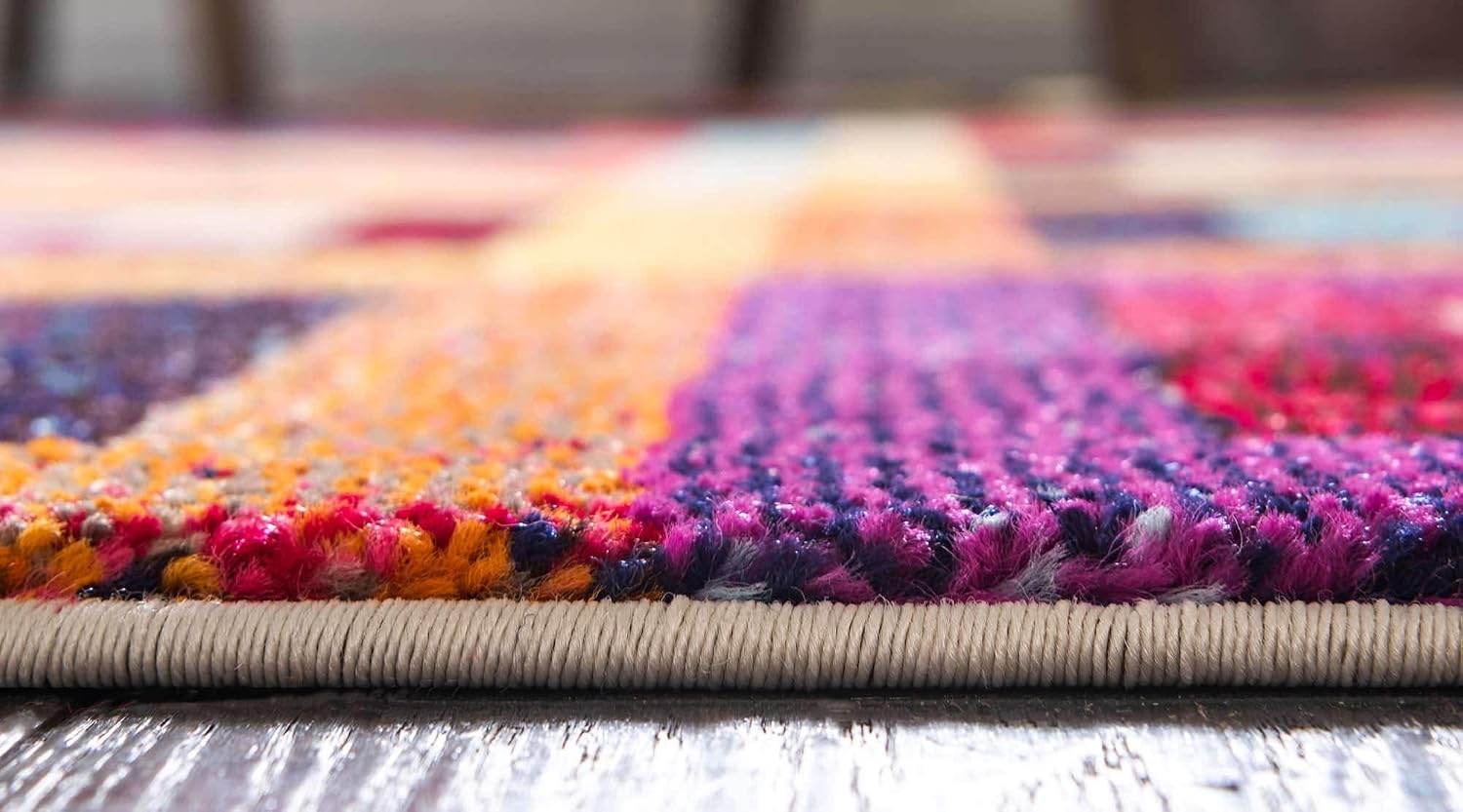 Colorful Geometric Beige Square Area Rug
