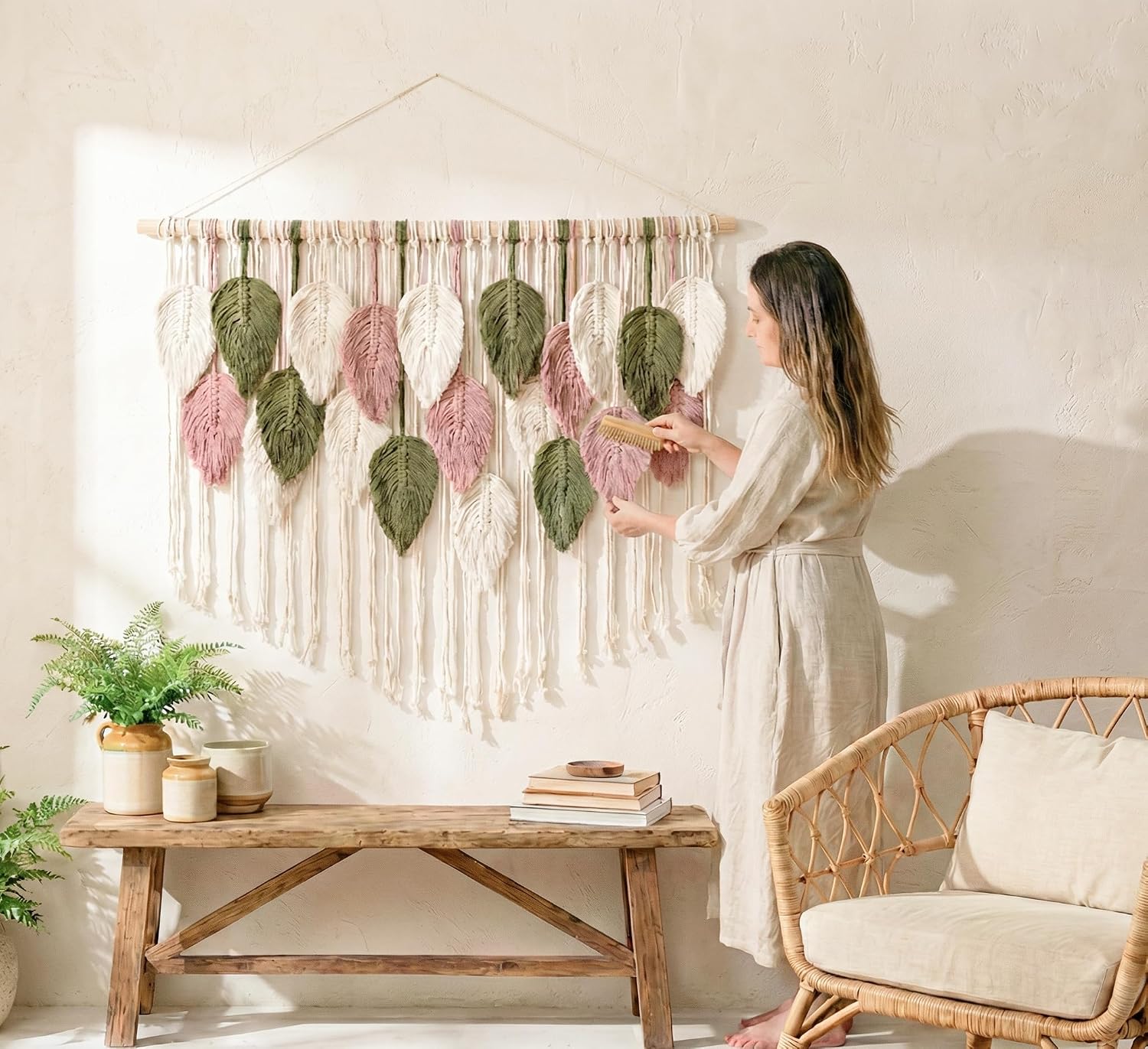 Boho Leaf Macrame Wall Hanging Tapestry