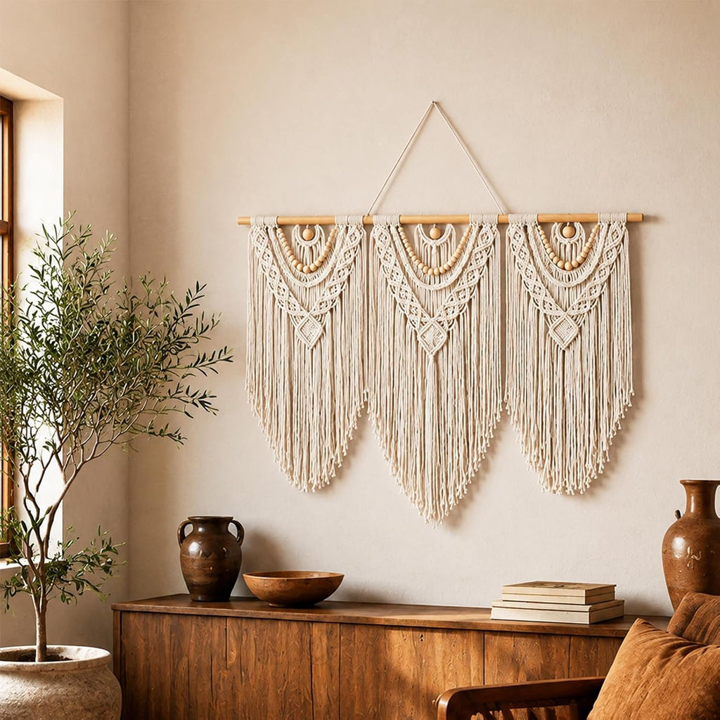 Large White Boho Macrame Wall Hanging