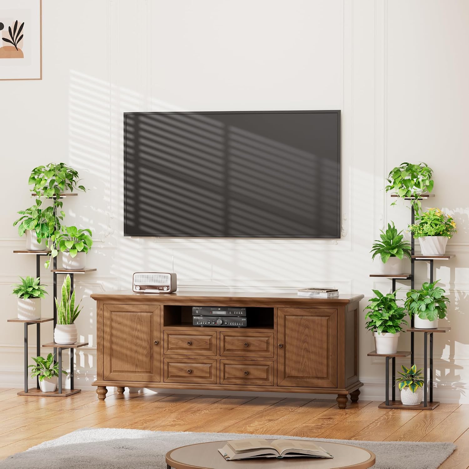 2-Pack 6-Tier Corner Plant Stand with Grow Light