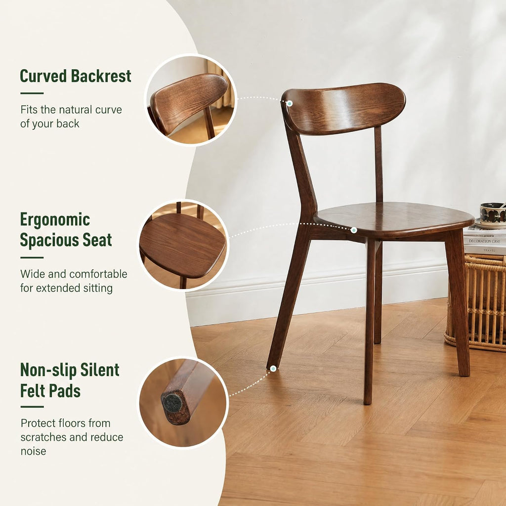 Solid Oak Curved Back Walnut Dining Chair