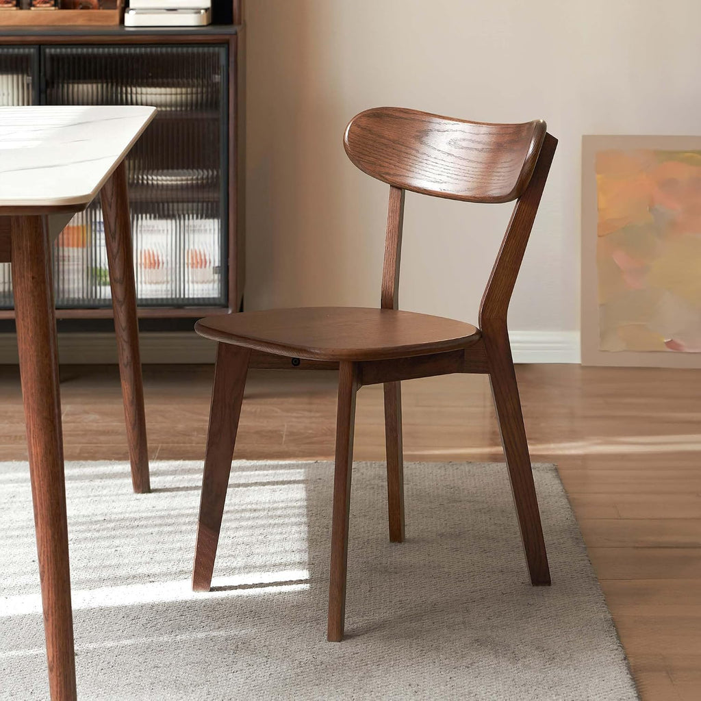 Solid Oak Curved Back Walnut Dining Chair