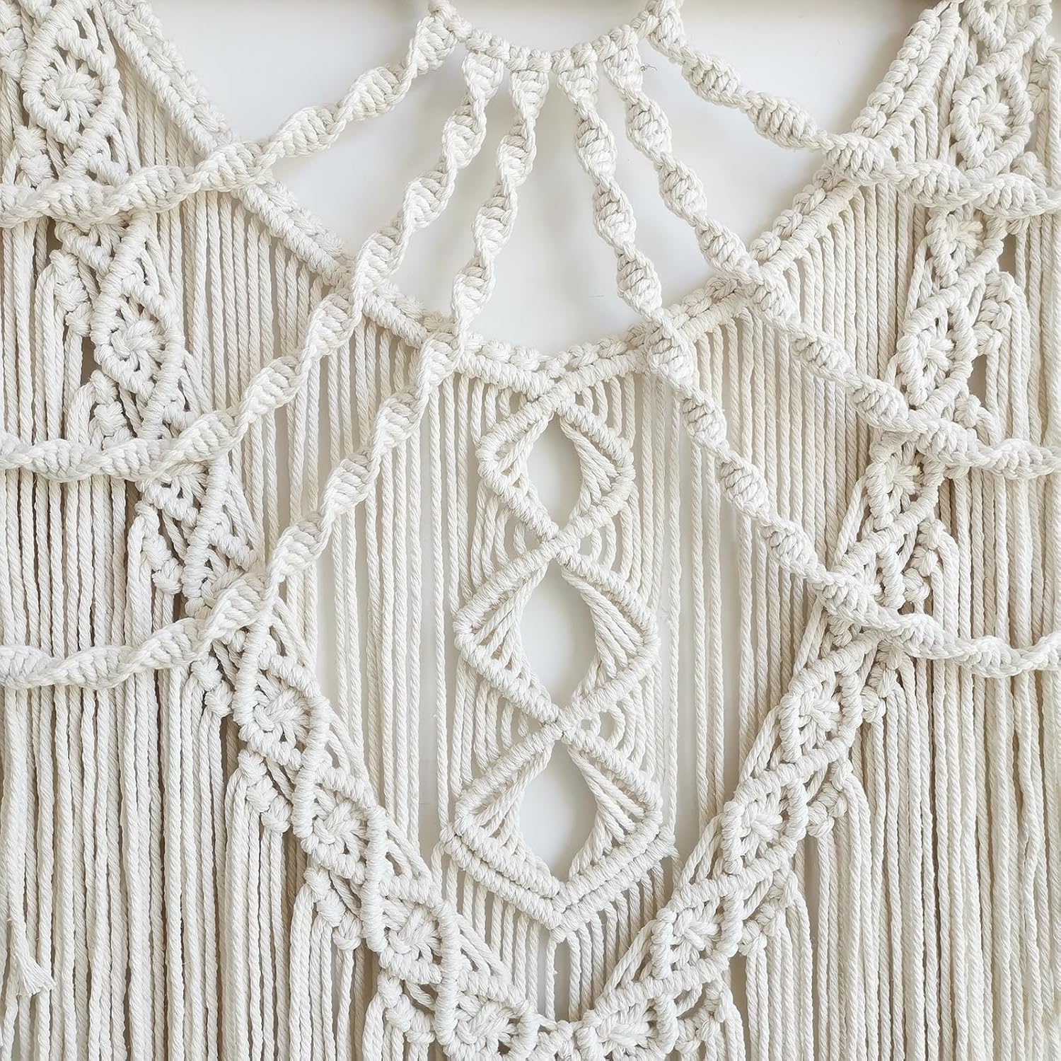 Large Beige Fringe Boho Macrame Wall Hanging
