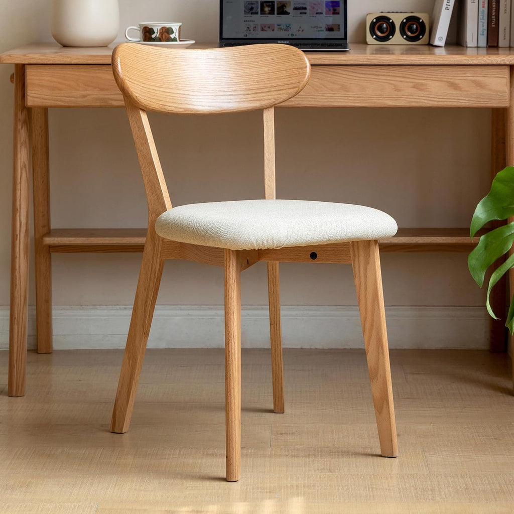 Mid-Century Oak Upholstered Dining Chair