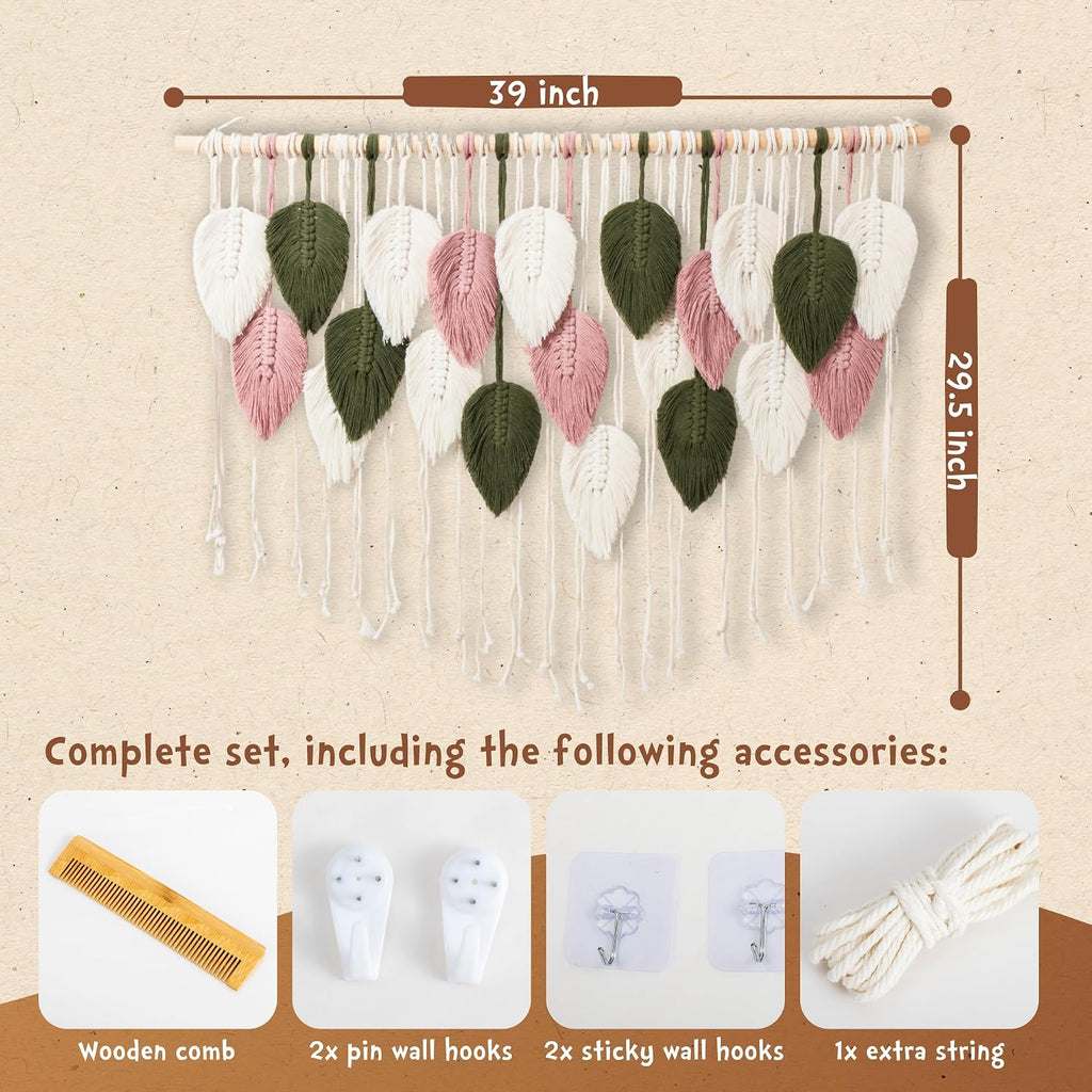 Boho Leaf Macrame Wall Hanging Tapestry
