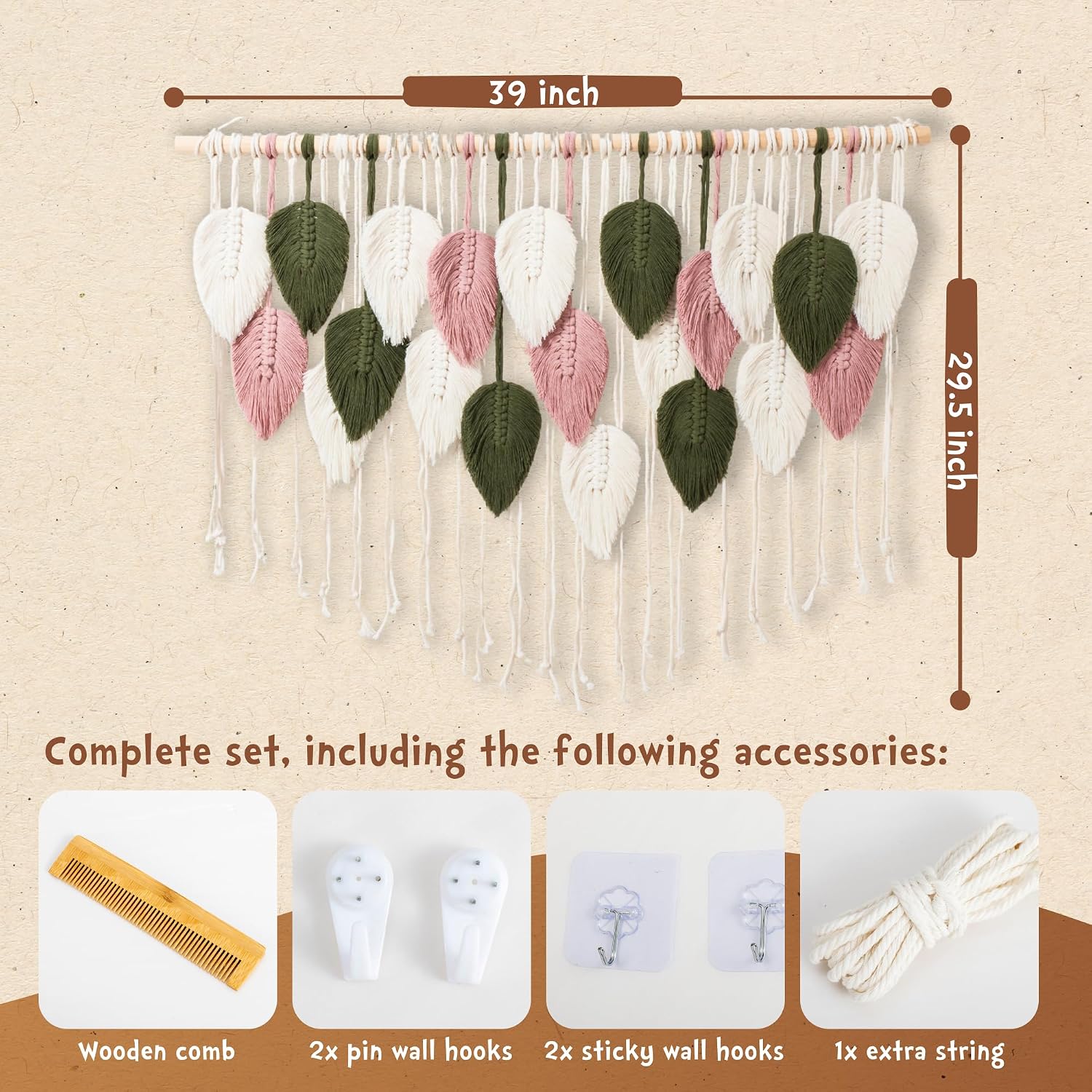 Boho Leaf Macrame Wall Hanging Tapestry