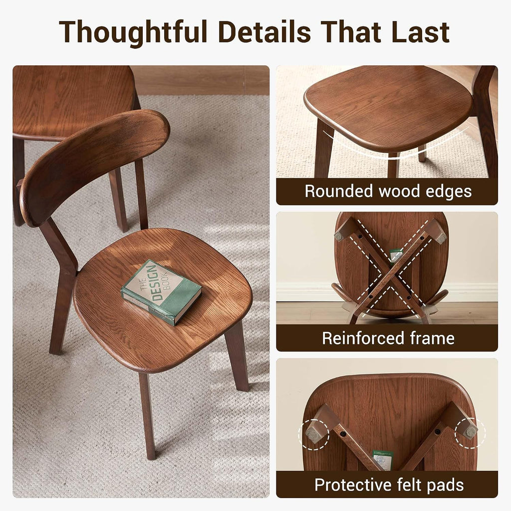 Solid Oak Curved Back Walnut Dining Chair