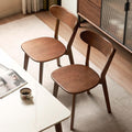 Set of 2 Walnut Solid Oak Curved Back Dining Chairs