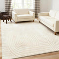 Beige Geometric Washable 5x7 Area Rug