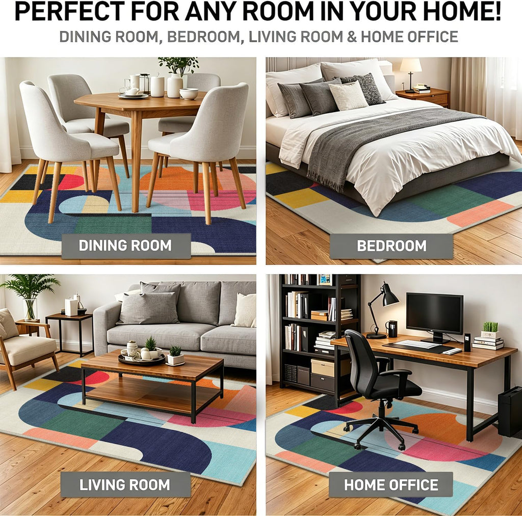 Boho Geometric Washable 5x7 Area Rug