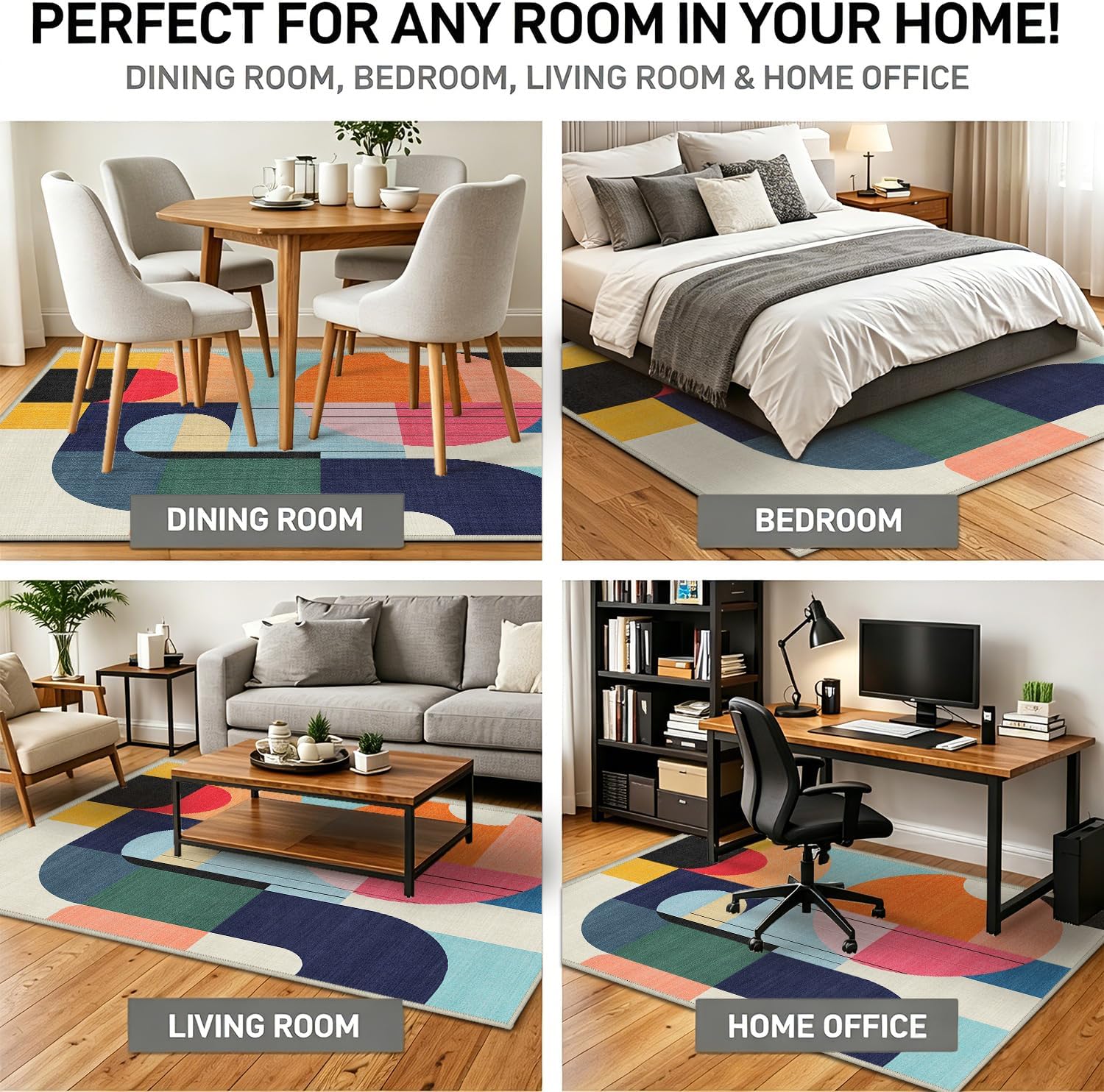 Boho Geometric Washable 5x7 Area Rug