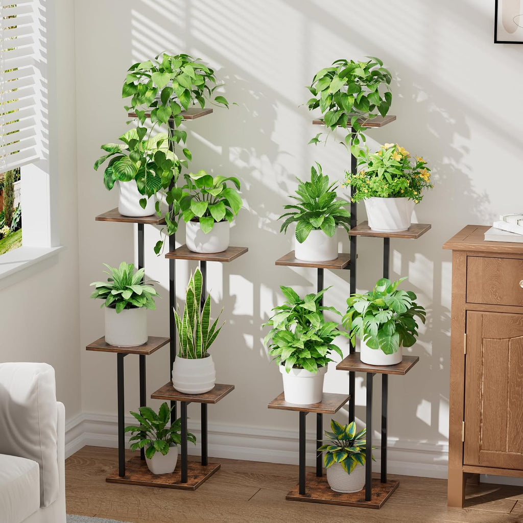 2-Pack 6-Tier Corner Plant Stand with Grow Light