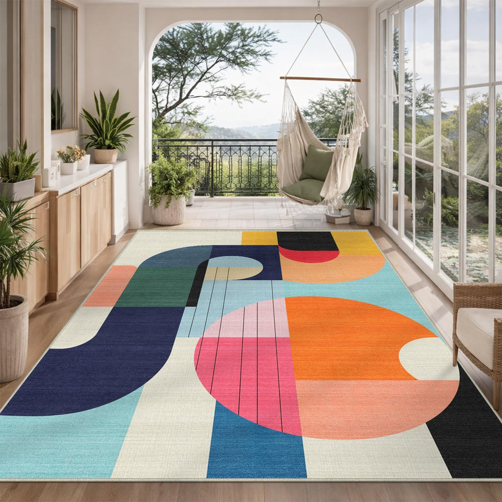 Boho Geometric Washable 5x7 Area Rug