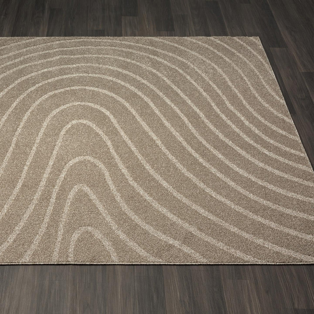 Taupe Wave Geometric 6x9 Area Rug