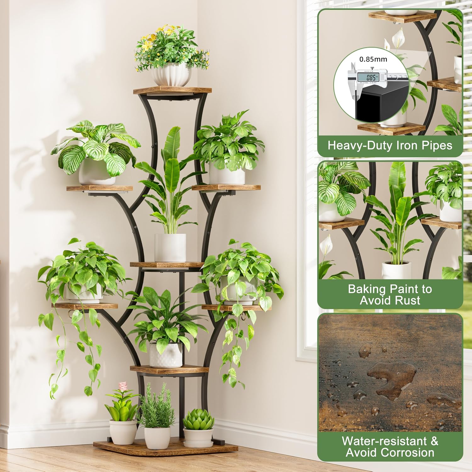 8-Tier Corner Plant Stand with Grow Lights