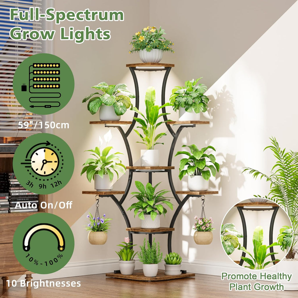 8-Tier Corner Plant Stand with Grow Lights