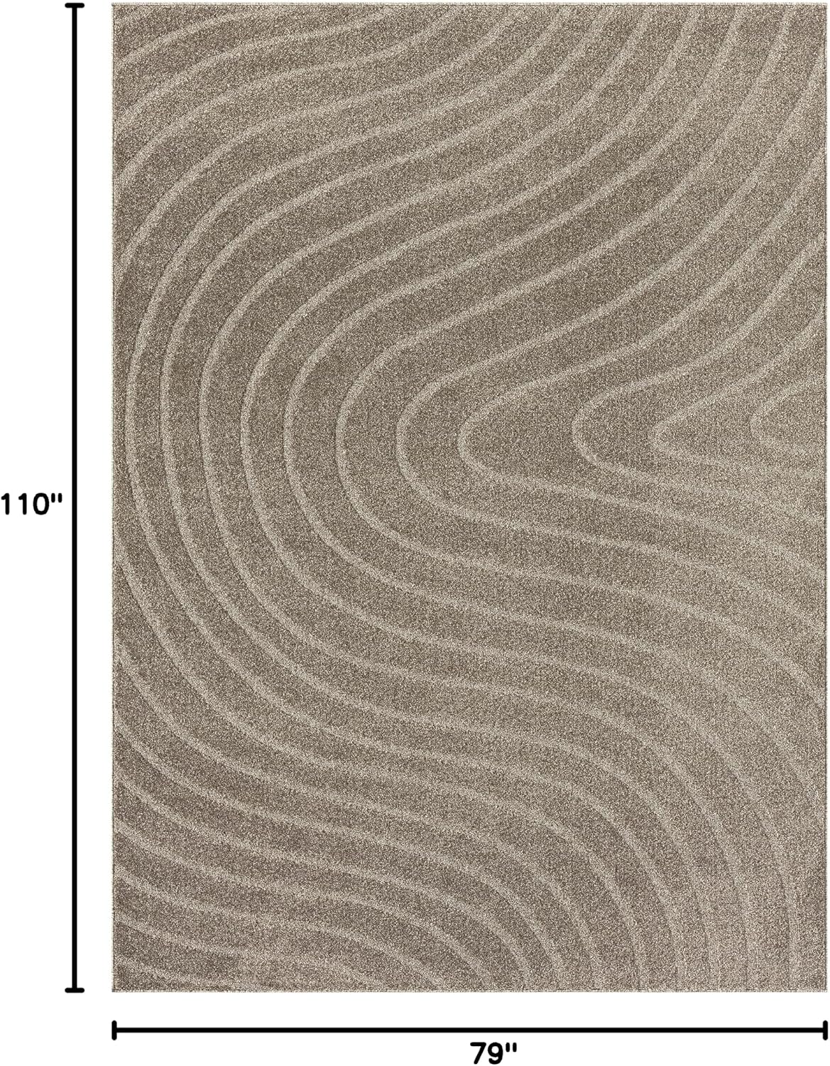 Taupe Wave Geometric 6x9 Area Rug
