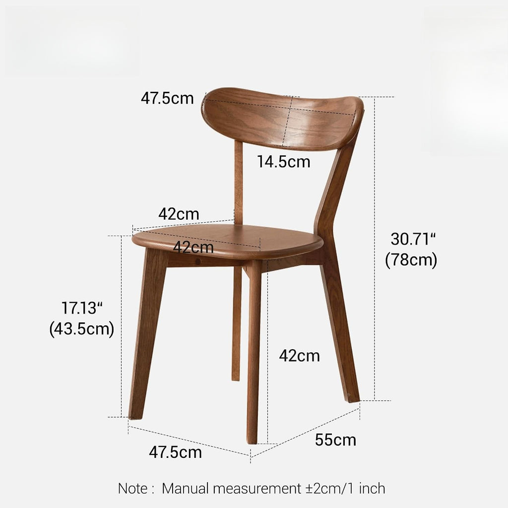 Solid Oak Curved Back Walnut Dining Chair