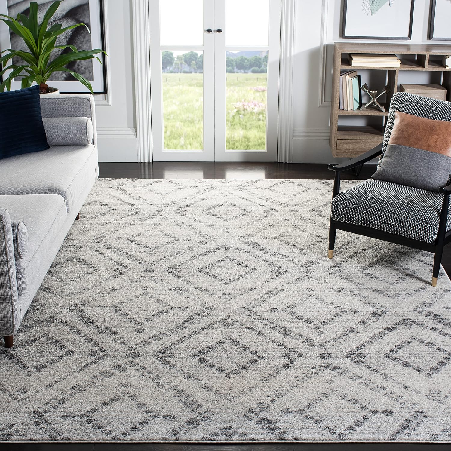 8x10 Grey Geometric Trellis Area Rug