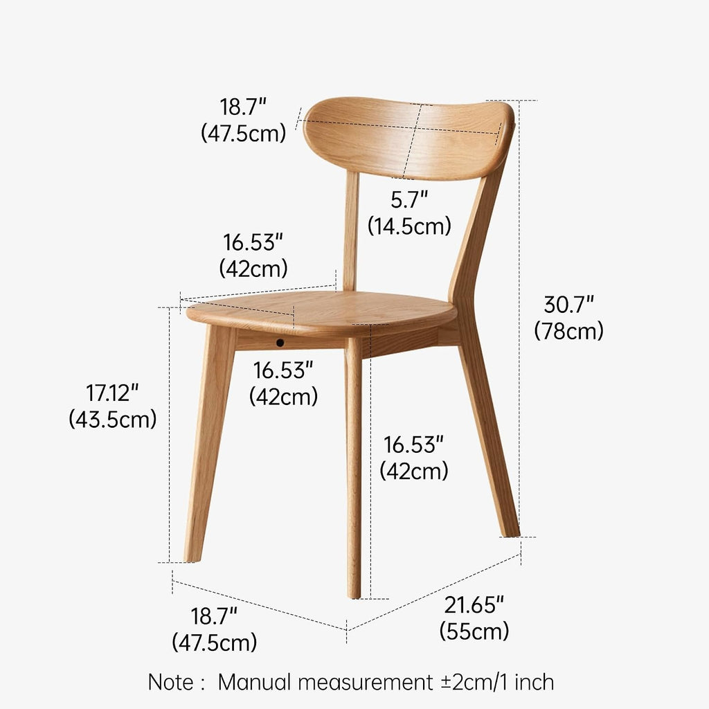 Set of 4 Natural Solid Oak Curved Back Dining Chairs