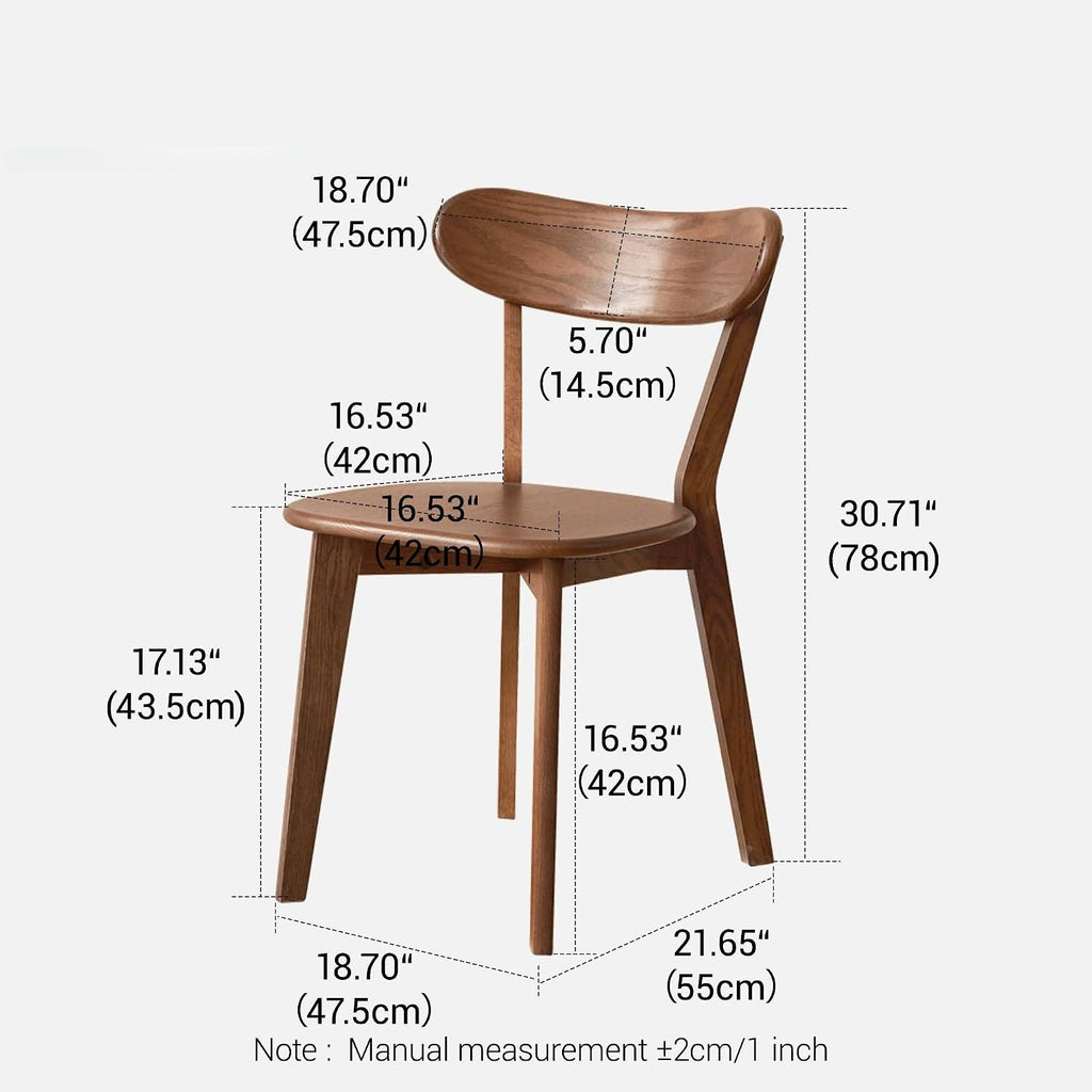 Set of 4 Walnut Solid Oak Curved Back Dining Chairs